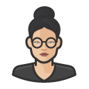Avatar of woman round glasses hair bun asian